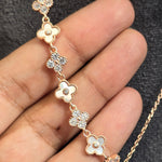 Drawstring Rose Gold Clover Necklace