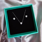Dainty Heart Pendant Set - White