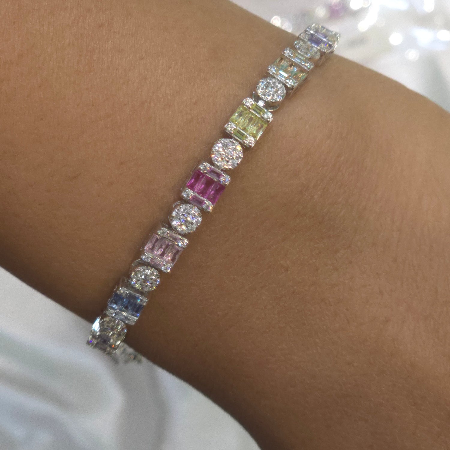 Pastel Baguette Tennis Bracelet