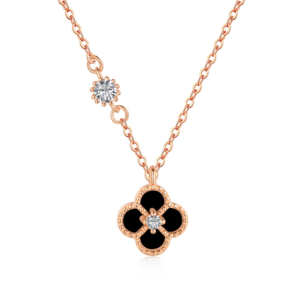 Reversible Black Onyx Clover Necklace