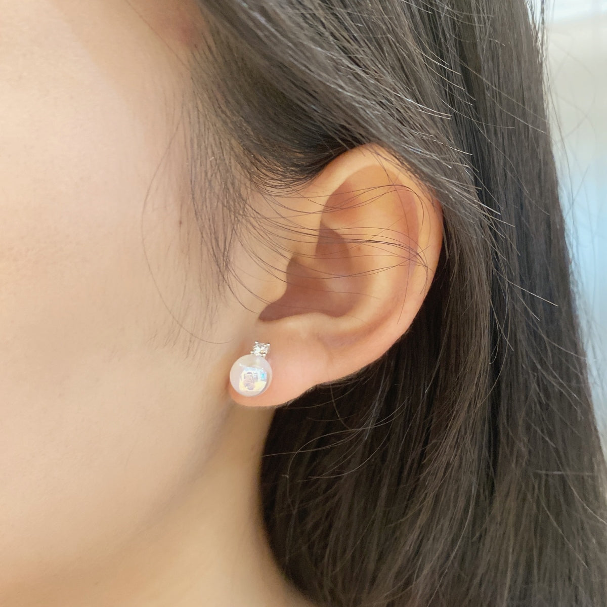 Dainty Pearl Diamond Earrings
