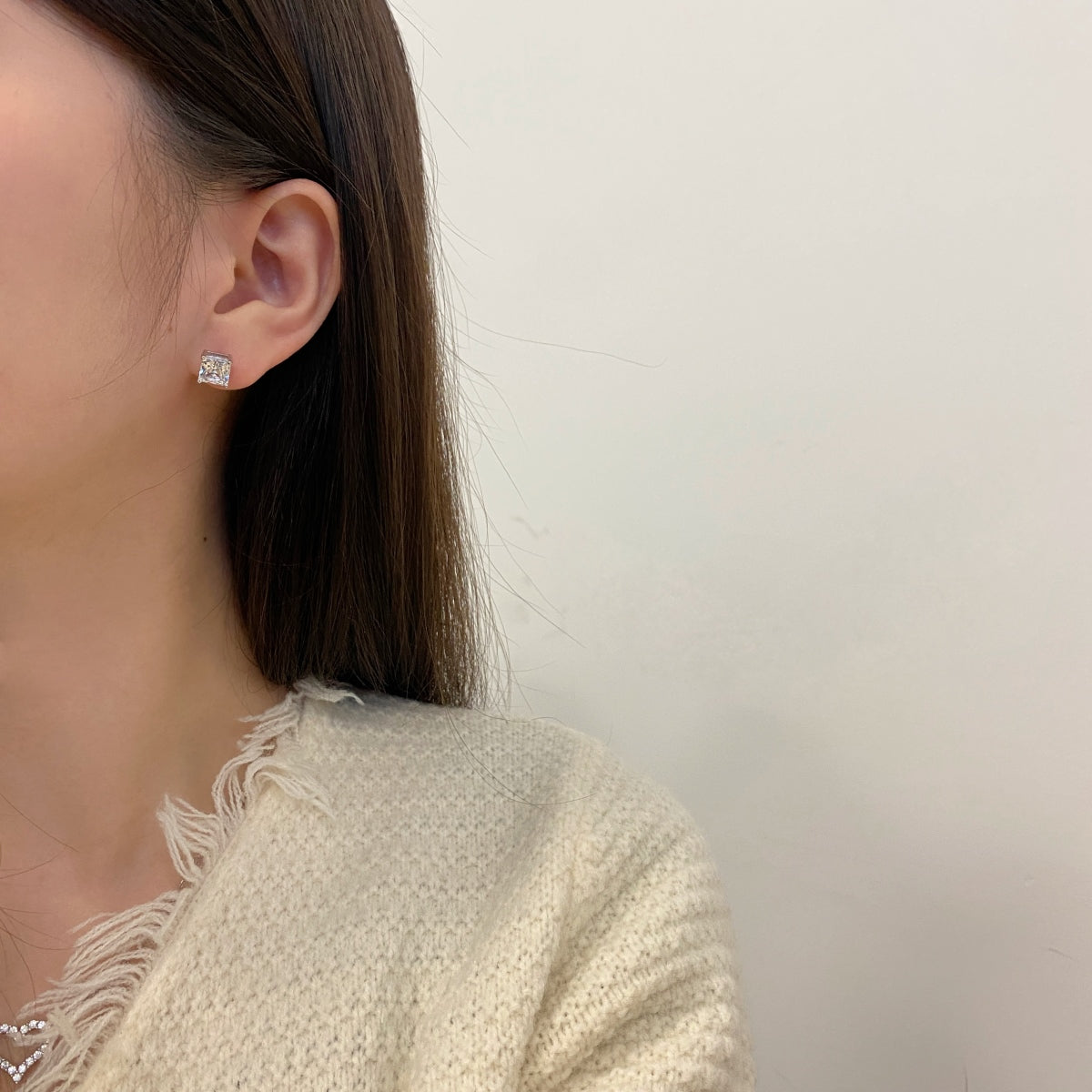 Silver Square-cut Solitaire Earrings - 1.5 carats (6mm)