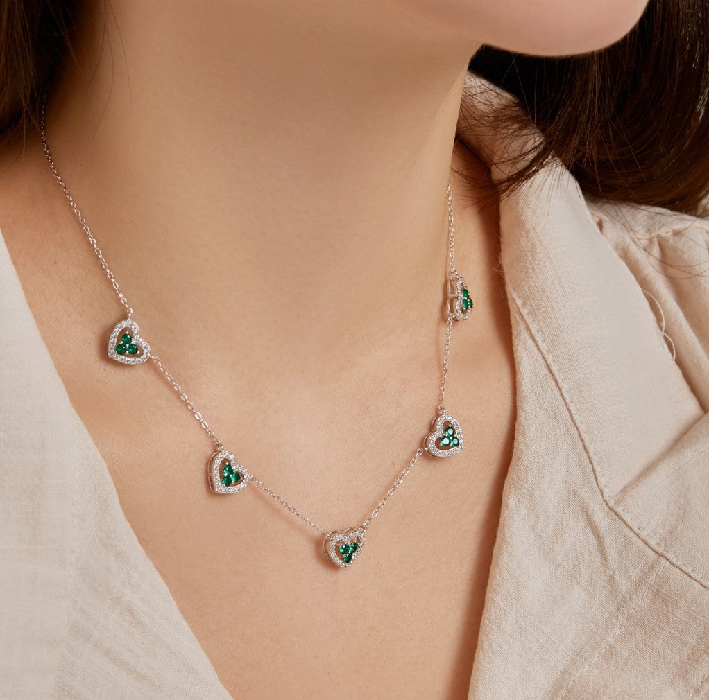 Dance of Hearts Necklace - Green