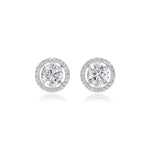 Round Halo Solitaire Earrings