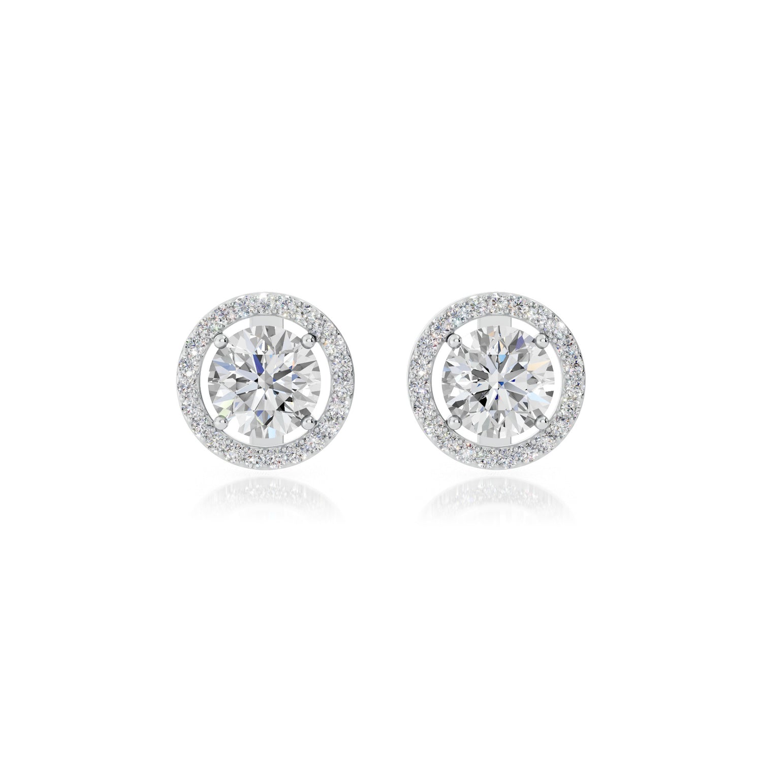 Round Halo Solitaire Earrings