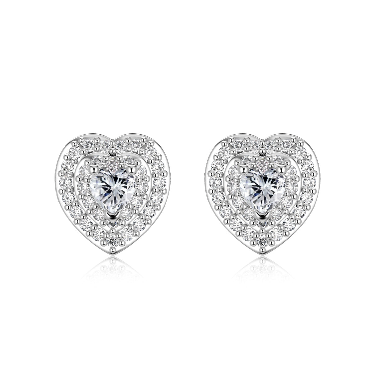 Dainty Heart Earrings - White