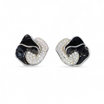 Silver Floral Wave Enamel Earrings