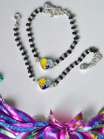 Silver Enamel Puzzle Heart Nazaria Kids Bracelet Pair - 1