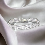 Silver Two tone Wavy Men's Bracelet - Shiny + Matte Plating