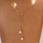 Two Pearl Drawstring Necklace