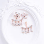 Flower Jacket Earrings - Rose Gold