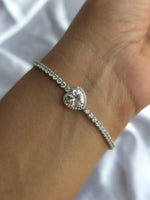 Halo Heart Solitaire Tennis Bracelet