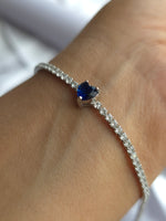 Blue Heart Solitaire Tennis Bracelet