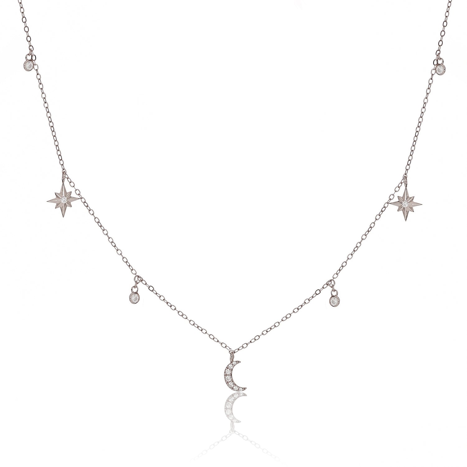 Starry Charms Necklace - Silver