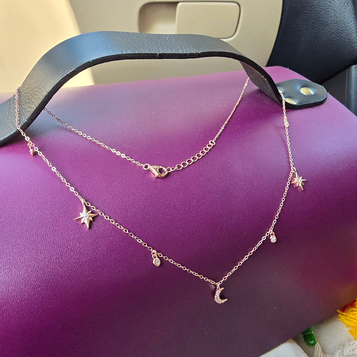 Starry Charms Necklace - Rose Gold