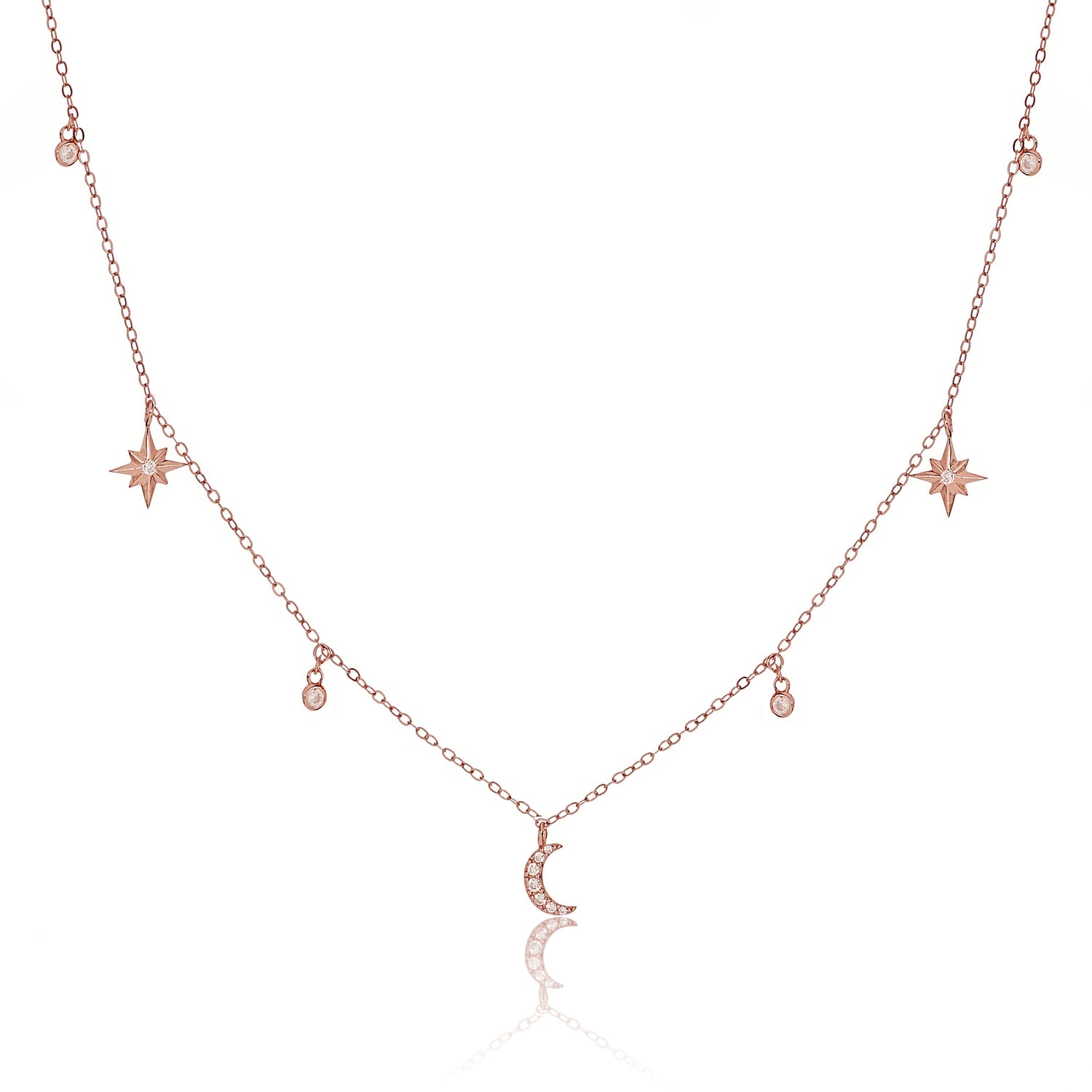 Starry Charms Necklace - Rose Gold