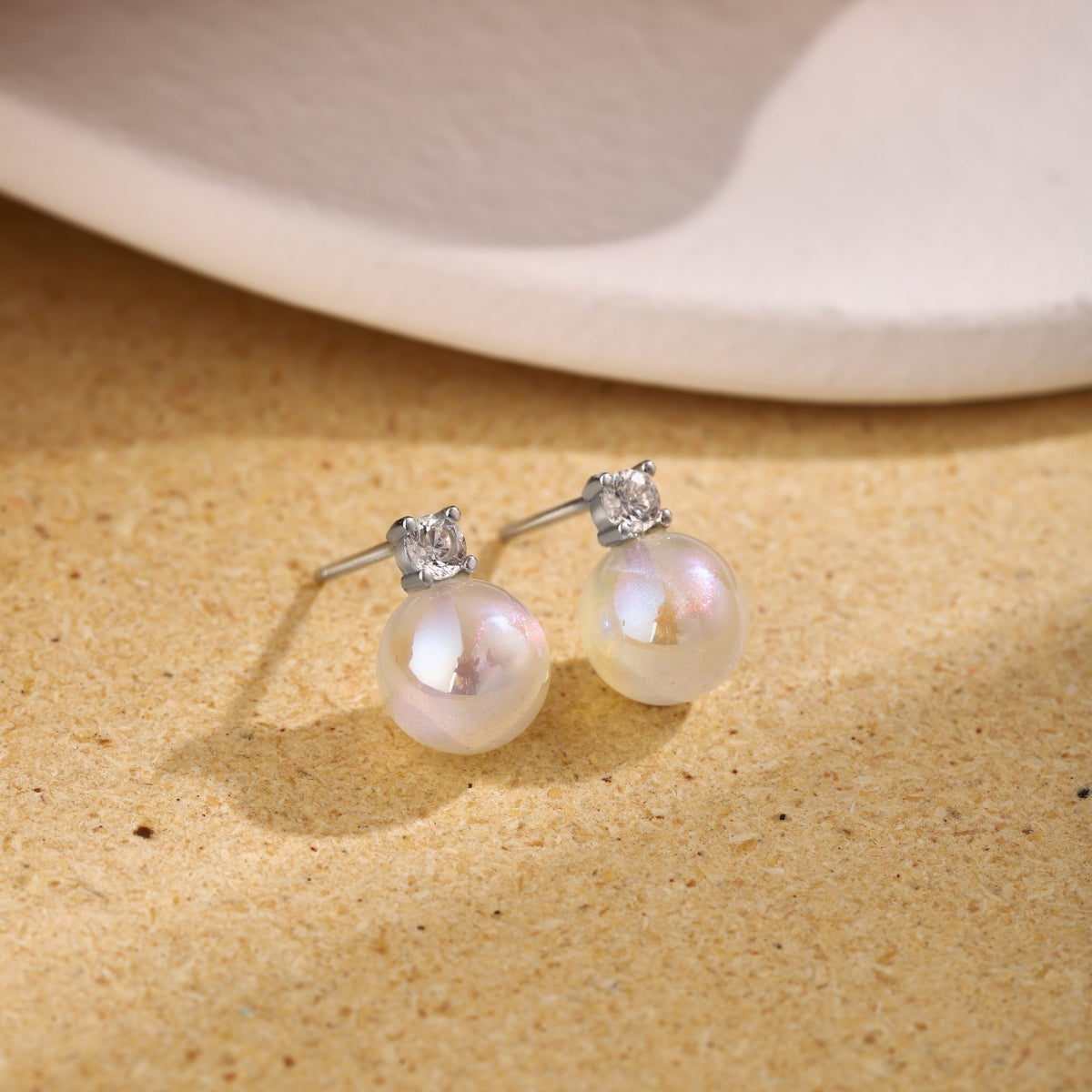 Dainty Pearl Diamond Earrings