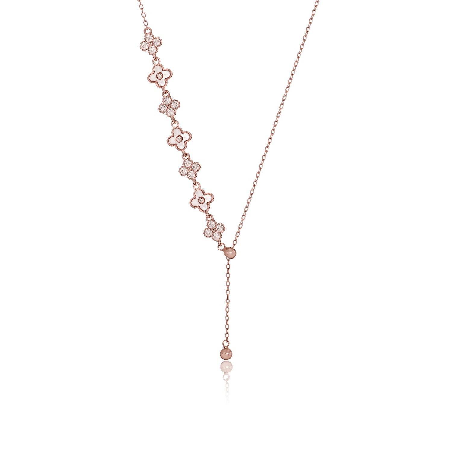 Drawstring Rose Gold Clover Necklace