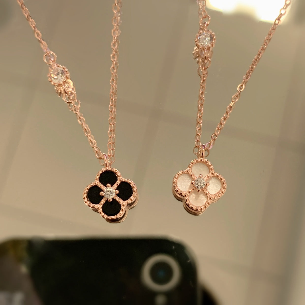 Reversible Mother of Pearl Clover Necklace