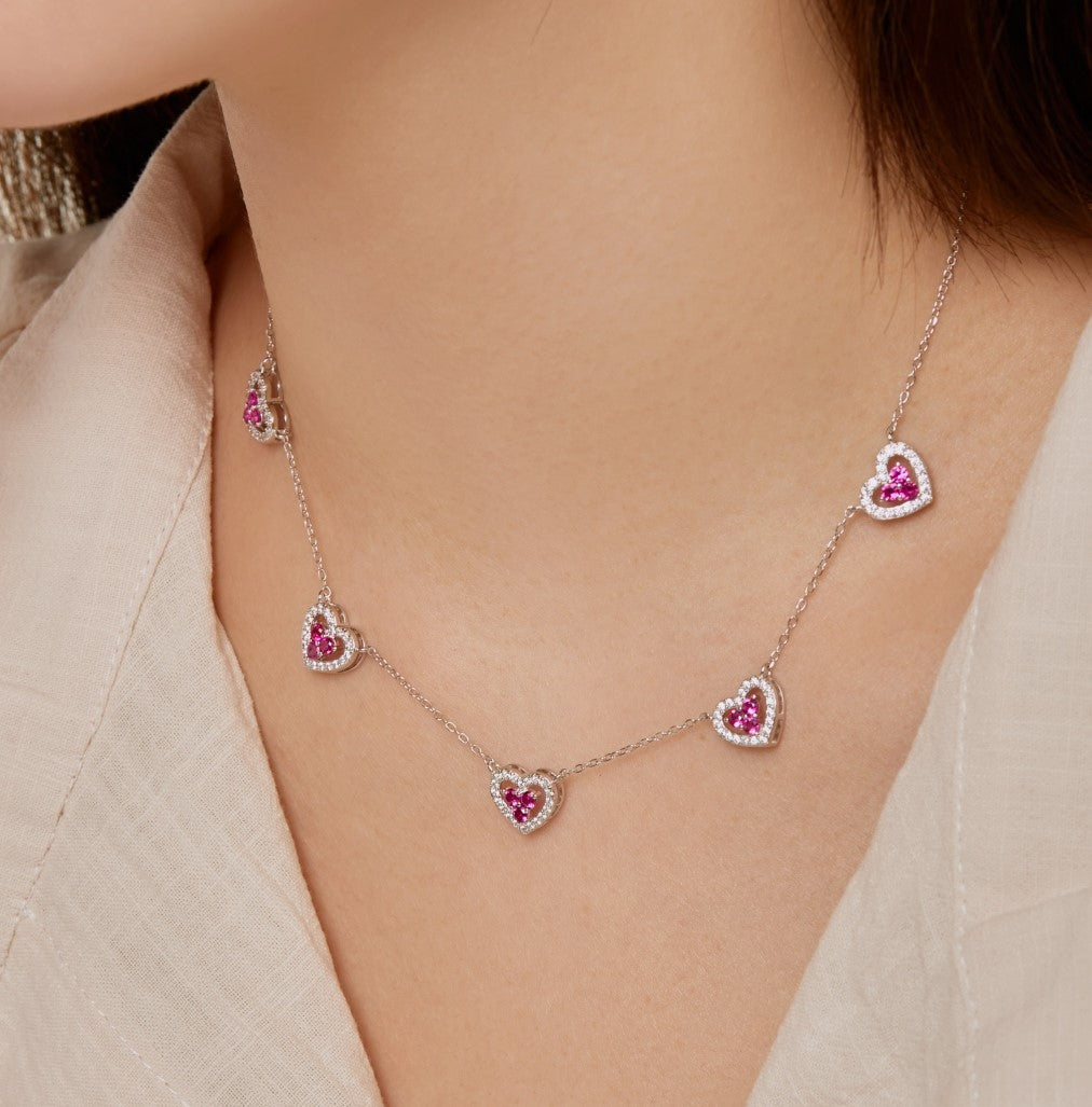 Dance of Hearts Necklace - Pink