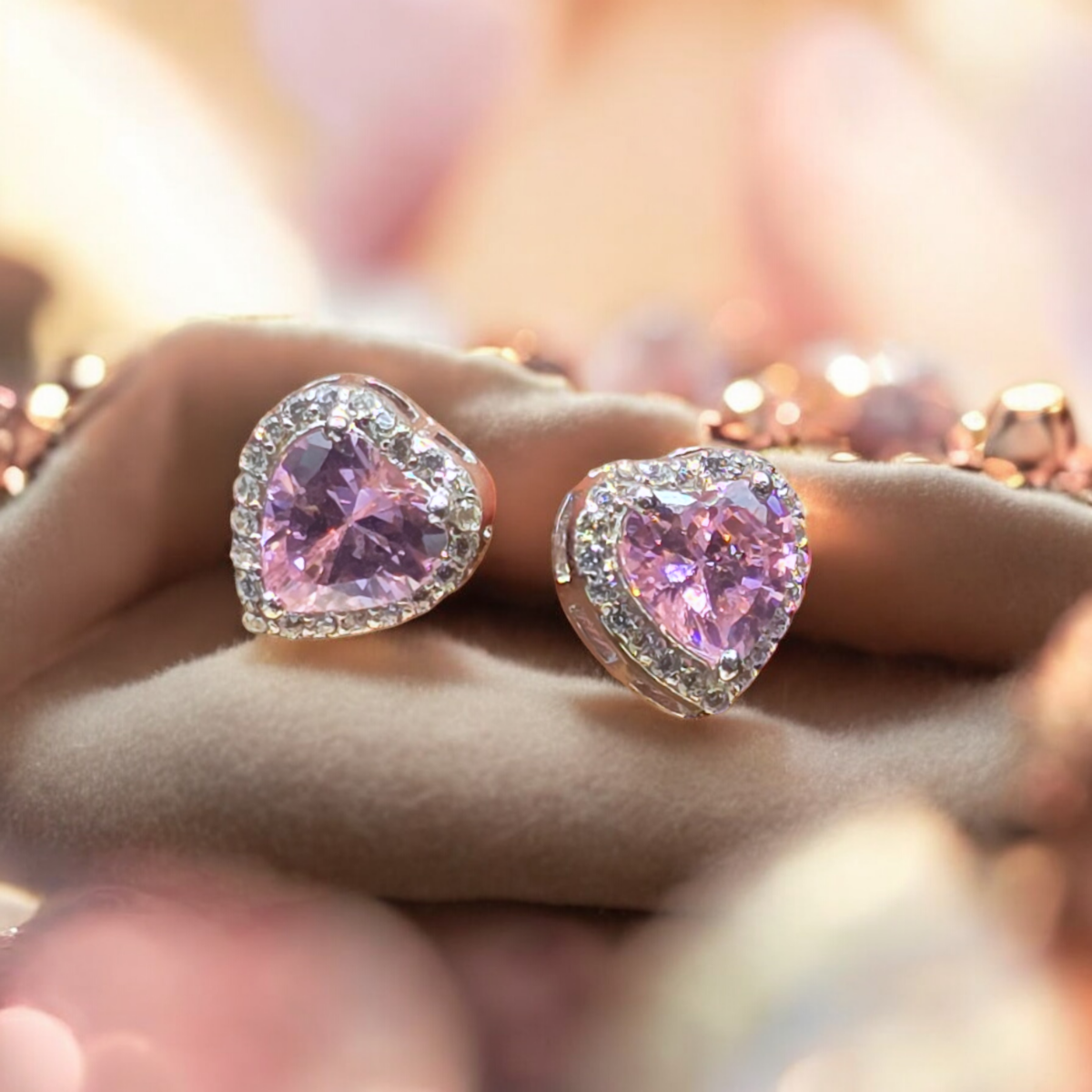 Anaya Pink Heart Earrings