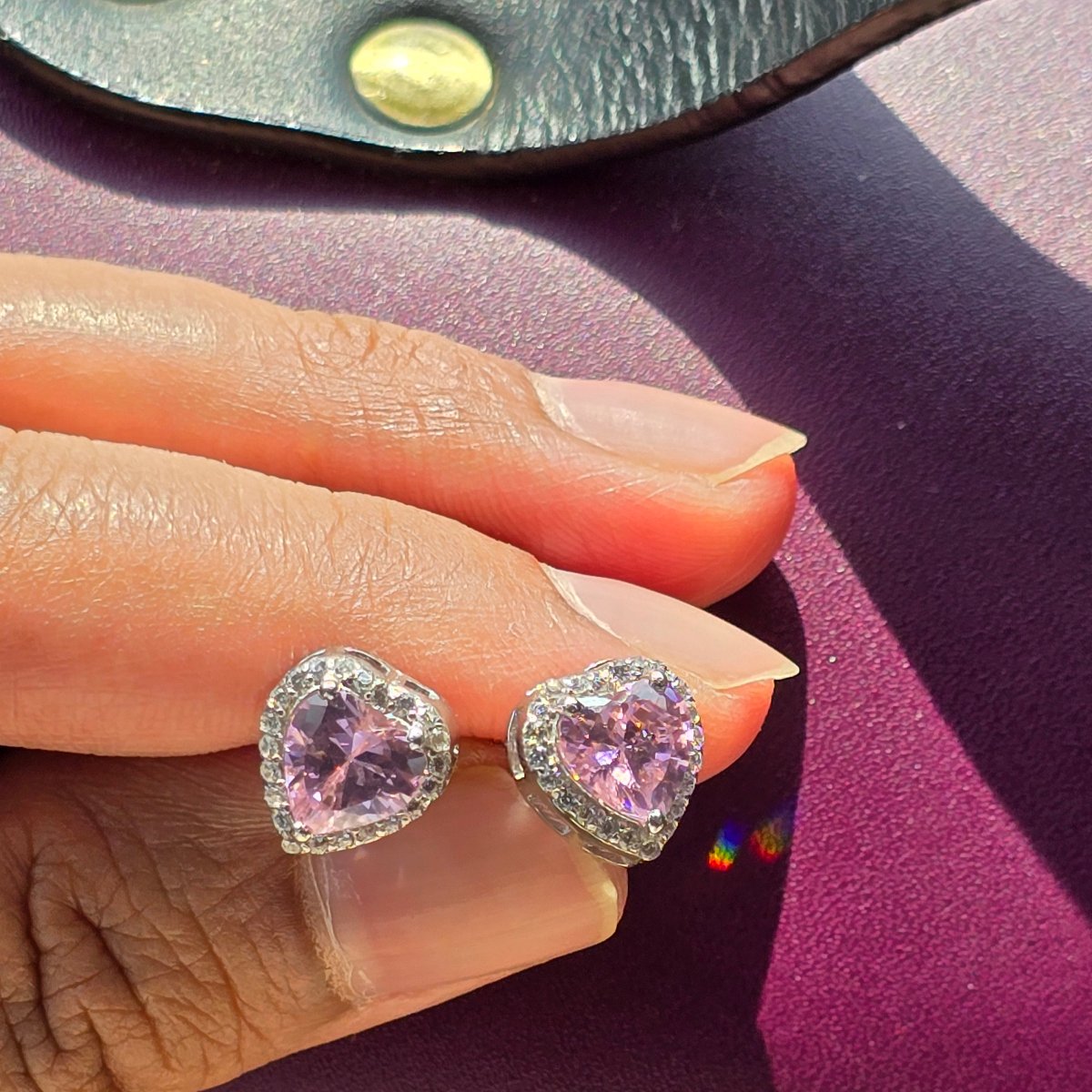 Anaya Pink Heart Earrings