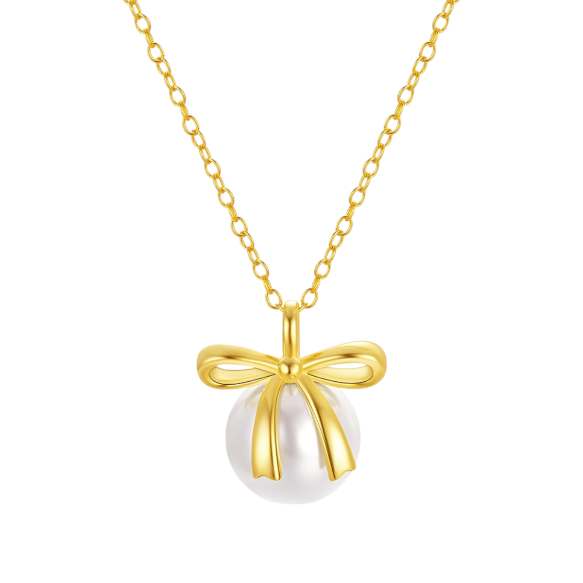 Golden Bow Pearl Necklace