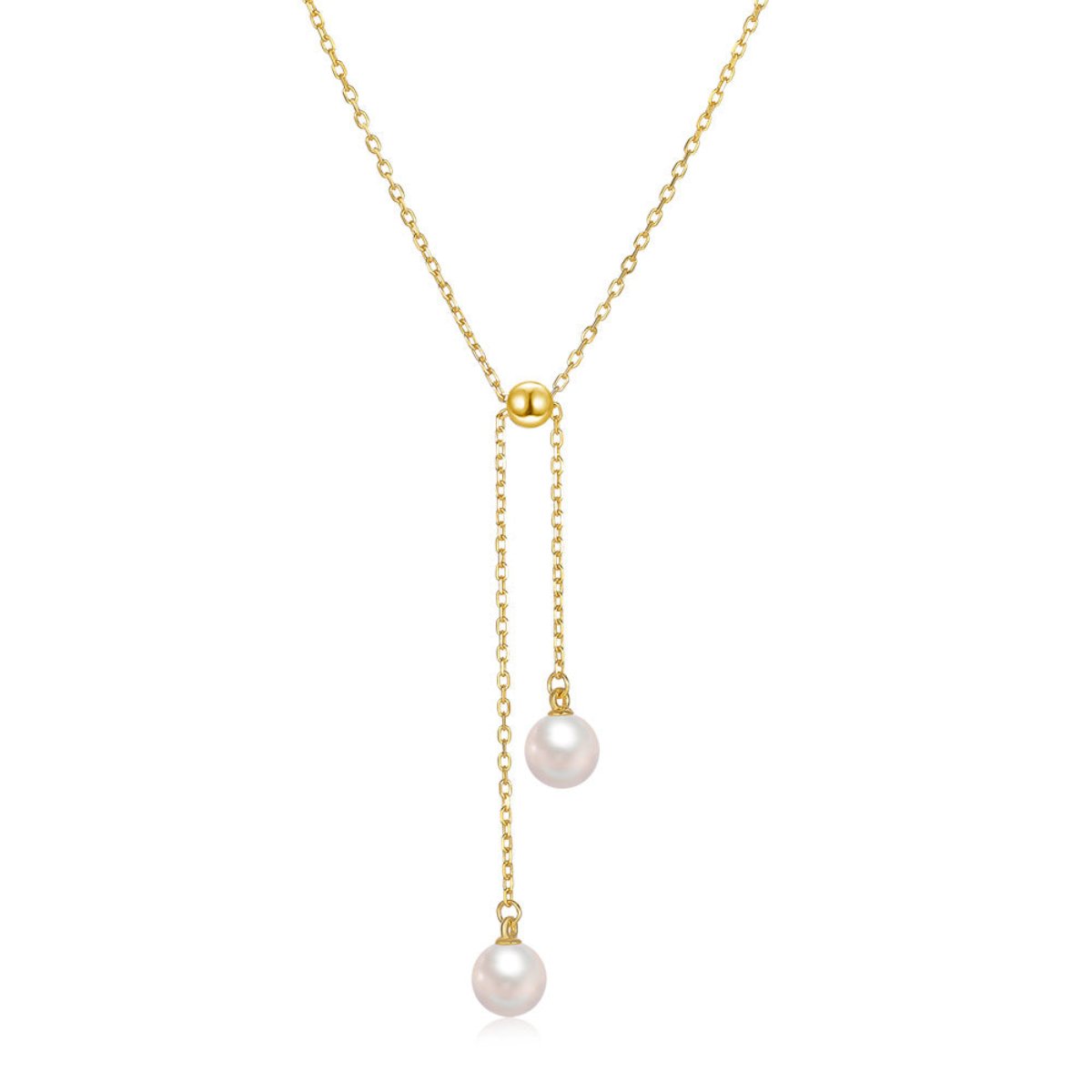 Drawstring Necklace Two Pearl Drawstring Necklace
