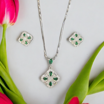 Silver Emerald Baguette Set - Exclusive Combo Price