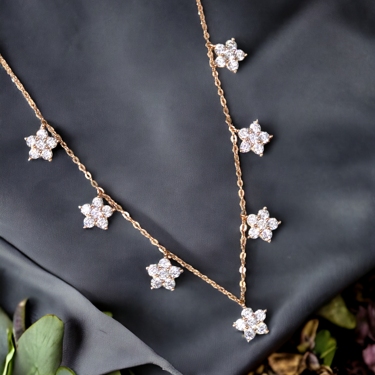 Pretty Flower Charms Necklace