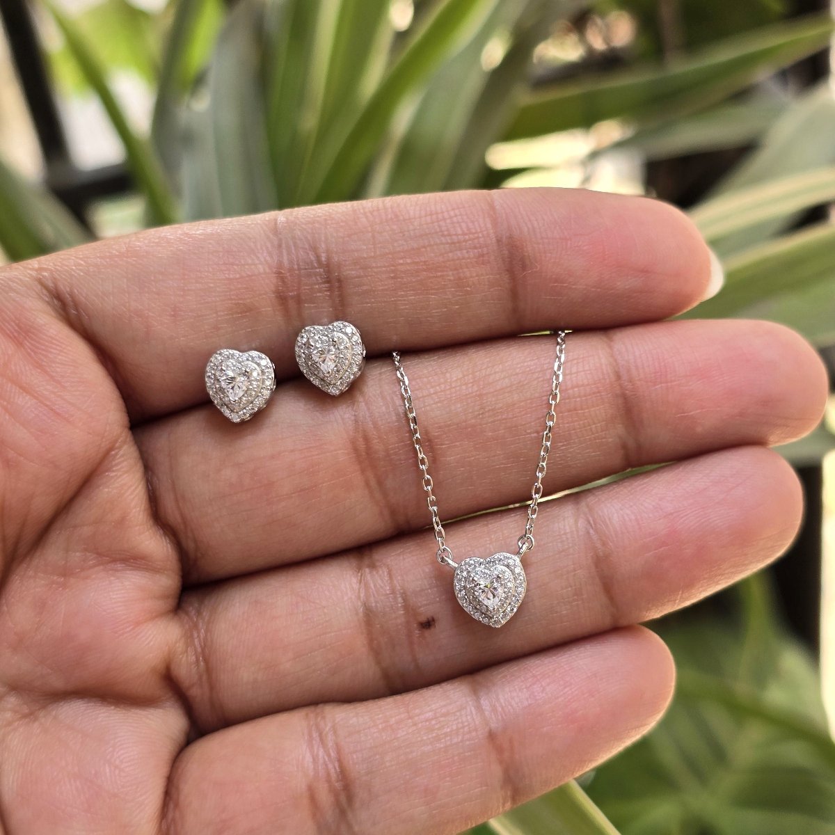 Dainty Heart Earrings - White