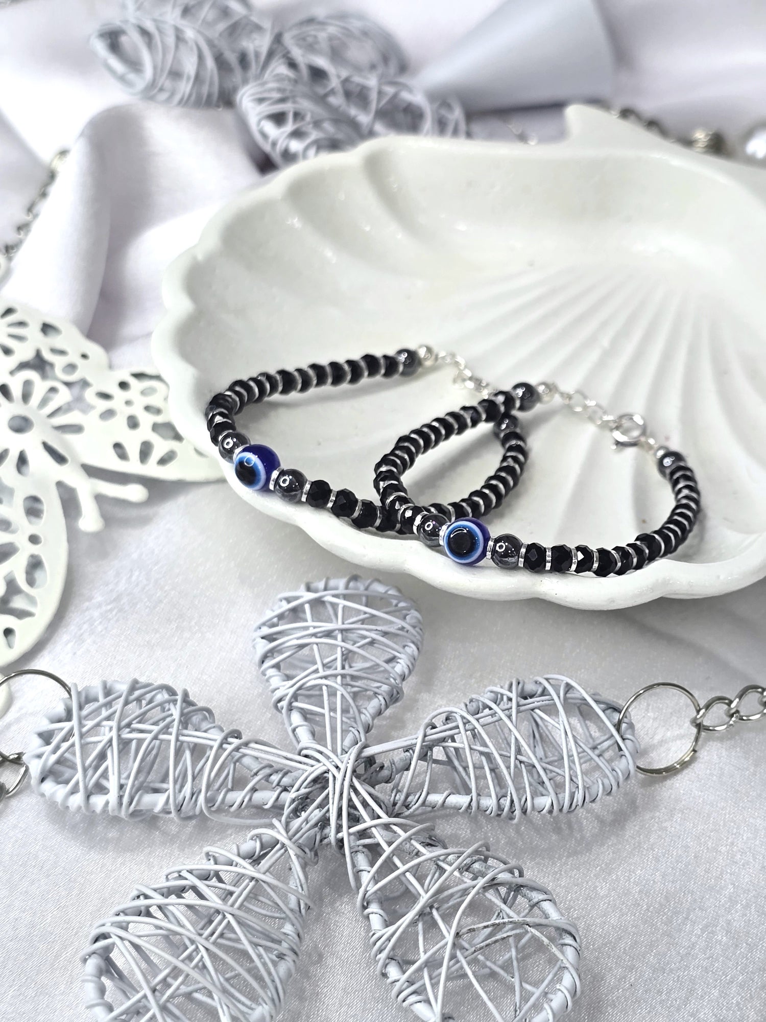 Silver Evil Eye Nazaria Kids Bracelet Pair