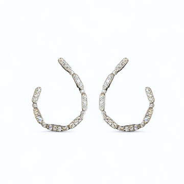Silver Glamorous Oval Earrings - 3