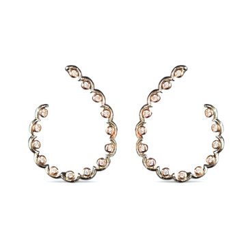 Silver Glamorous Oval Earrings - 7 - Silver + Rose Gold highlights