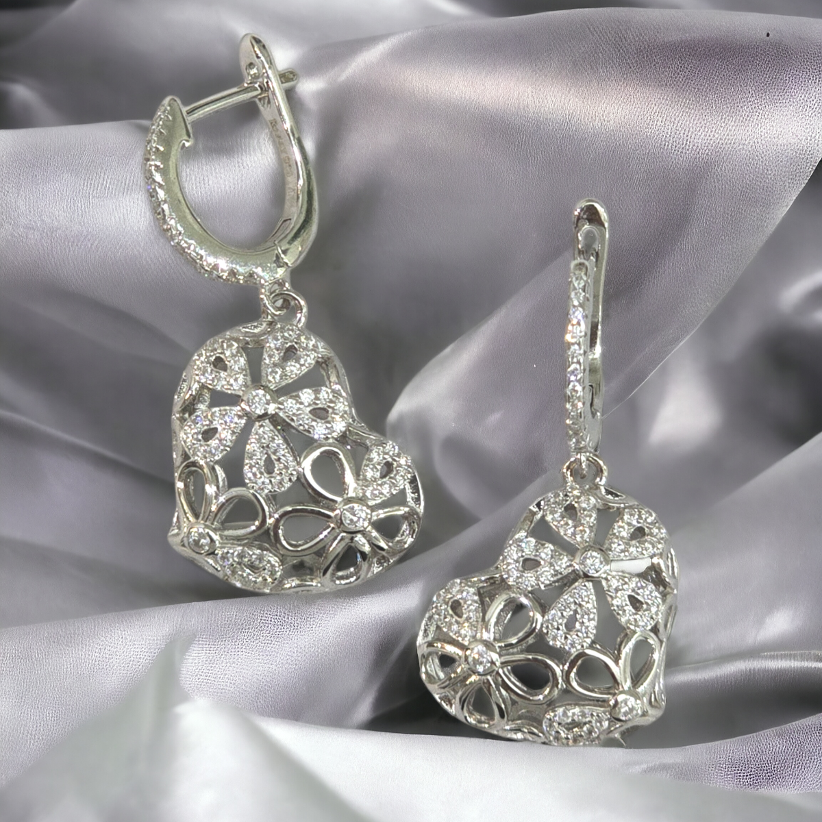 Heart and Flower Earrings