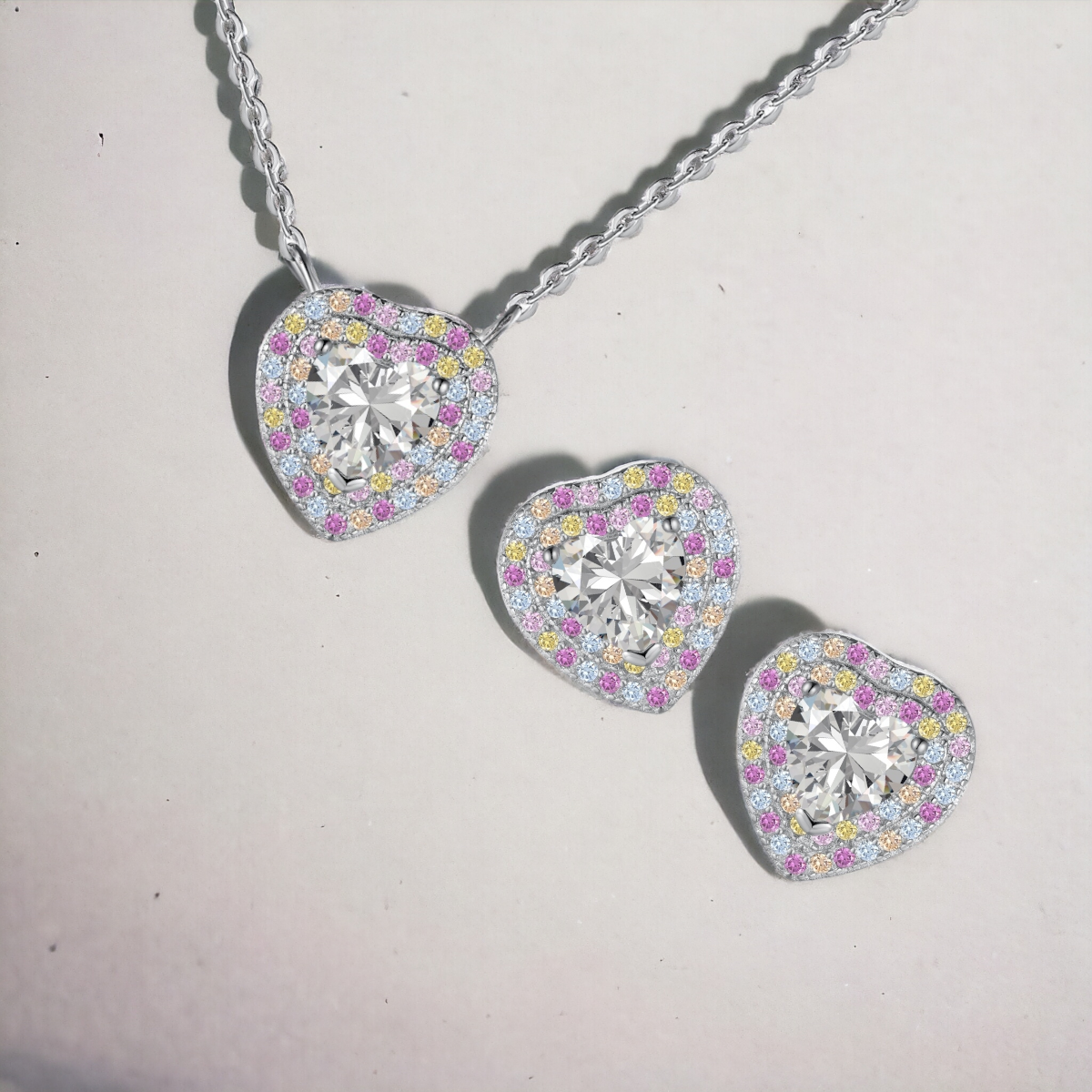 Pastel Heart Pendant Set
